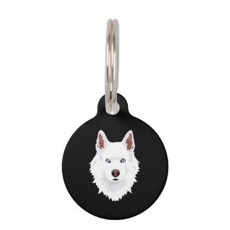 White Siberian Husky Canine - White Snow Dog Pet Tag