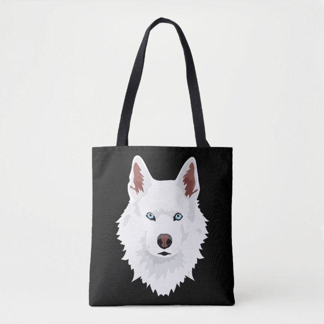 White Siberian Husky Canine - White Snow Dog Tote Bag (Front)