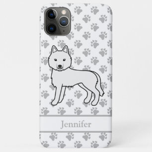 White Siberian Husky Cartoon Dog & Name Case-Mate iPhone Case