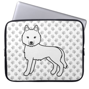 White Siberian Husky Cute Cartoon Dog Laptop Sleeve
