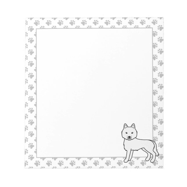 White Siberian Husky Cute Cartoon Dog Notepad (Front)