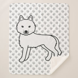 White Siberian Husky Cute Cartoon Dog Sherpa Blanket