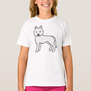 White Siberian Husky Cute Cartoon Dog T-Shirt