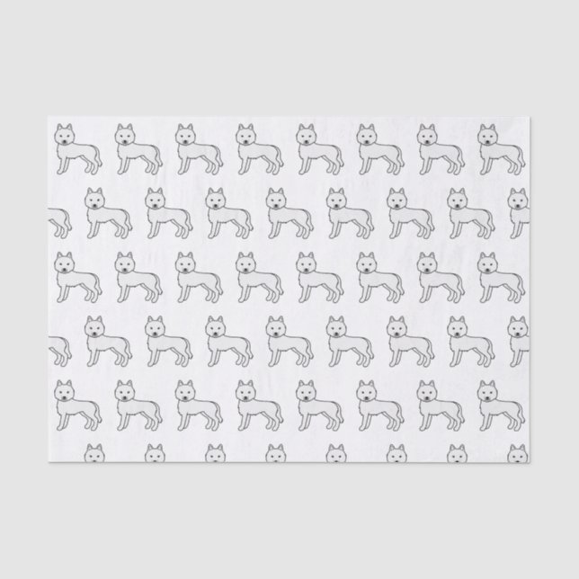 White Siberian Husky Cute Dog Pattern Tissue Paper (Front)