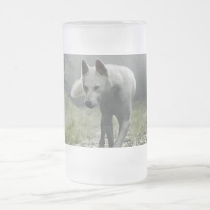 White Siberian Husky Frosted Glass Beer Mug