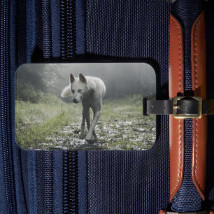 White Siberian Husky Luggage Tag