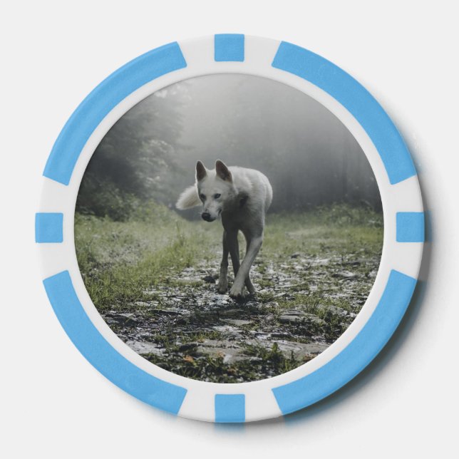 White Siberian Husky Poker Chips (Front)