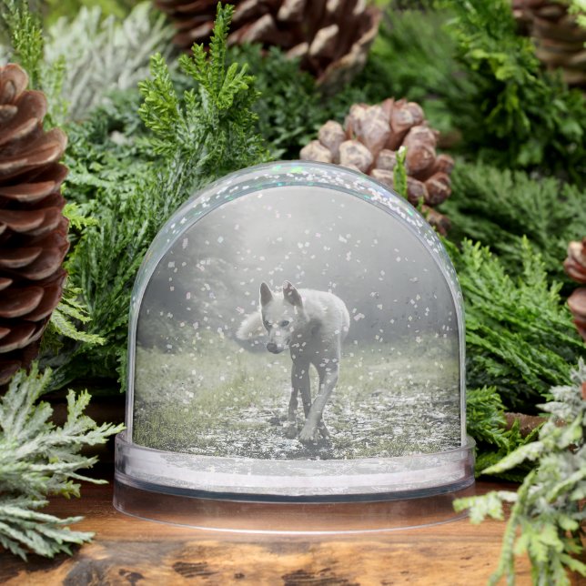 White Siberian Husky Snowglobe (Winter)