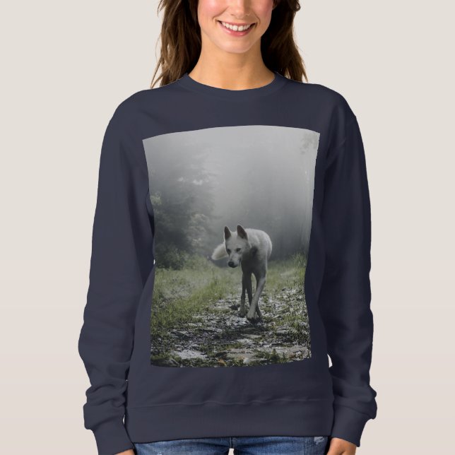 White Siberian Husky Sweatshirt (Front)