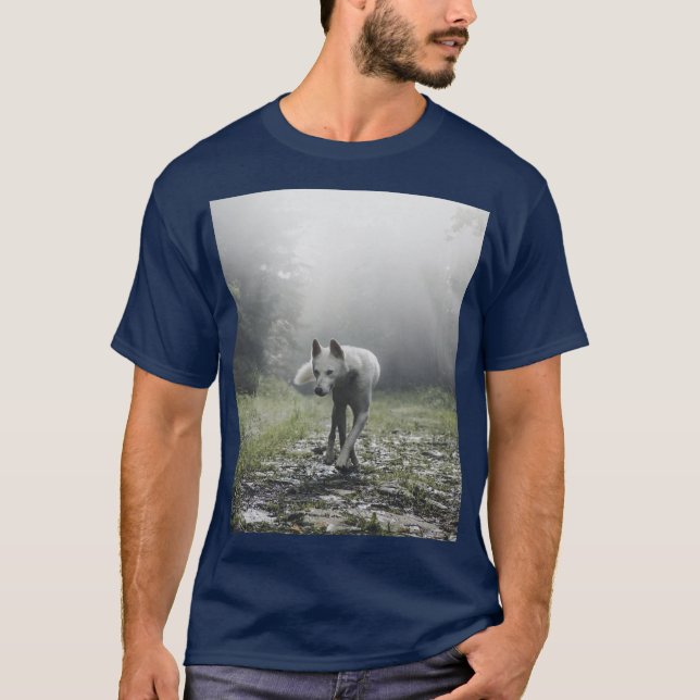 White Siberian Husky T-Shirt (Front)
