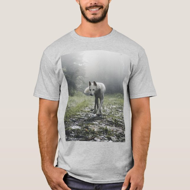 White Siberian Husky T-Shirt (Front)