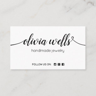 White Signature Script Social Media Networking Business Card
