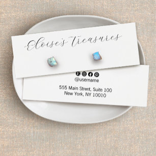 White Signature Script Stud Earring Display