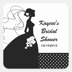 White Silhouette Bride Bridal Shower Sticker
