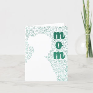 White Silhouette of a Mum Thank You Card