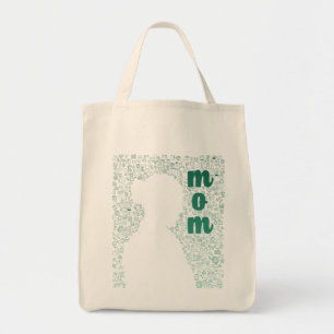 White Silhouette of a Mum Tote Bag