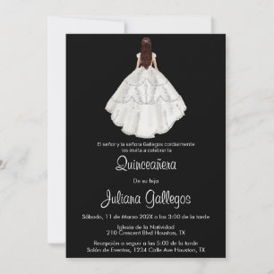 White silhouette Quinceañera invitation