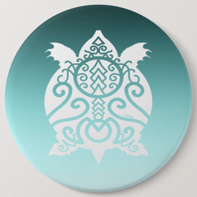 White Silhouette Snapper Turtle 6 Cm Round Badge (Front)