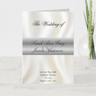 White silk Wedding program Programme