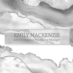 White Silver Agate Look Office Door Sign