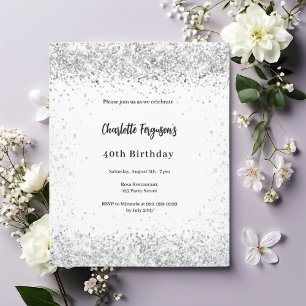 White silver birthday invitation