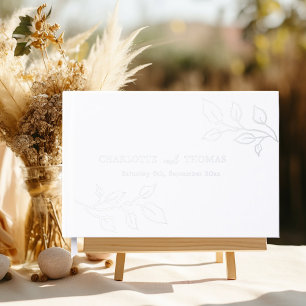 White silver botanical wedding guest book