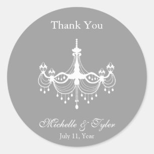 White & Silver Chandelier Favour Stickers