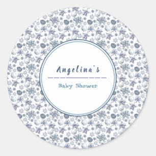 White Silver Christmas Classic Round Sticker