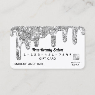 White Silver Chunky Glitter Thick Drip Gift Credit Business Card