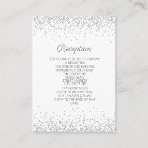 White Silver Diamond Glitter Wedding Reception Enclosure Card