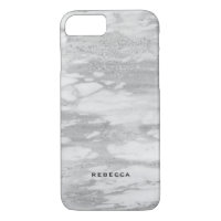 White & Silver Faux Glitter Marble