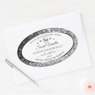 White Silver Glitter Jewels Product Labels Logo