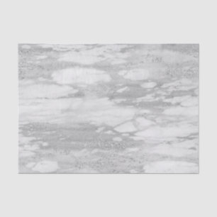 White & Silver Glitter Marble Texture Print Tissue Paper