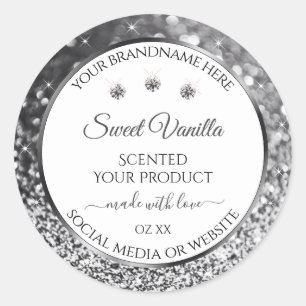 White Silver Glitter Stars Diamonds Product Labels