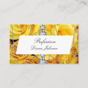 White Silver Marble Rose Black Glitter  Business Card