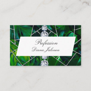 White Silver Marble Rose Black Glitter  Business Card