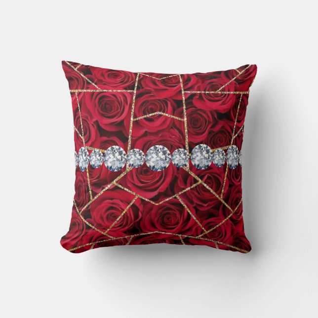 White Silver Marble Rose Black Glitter Cushion (Front)