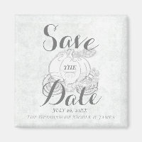 White Silver Pumpkin Carriage Save the Date Magnet
