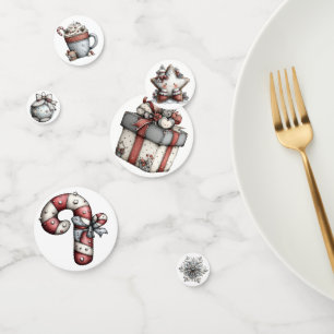 WHITE SILVER RED HOLIDAY CHRISTMAS THEME CONFETTI