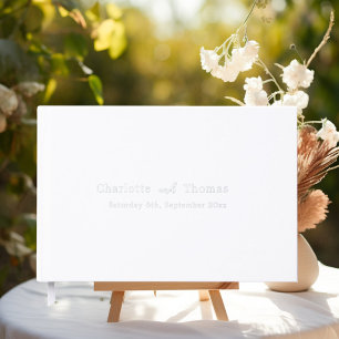 White silver wedding  guest book