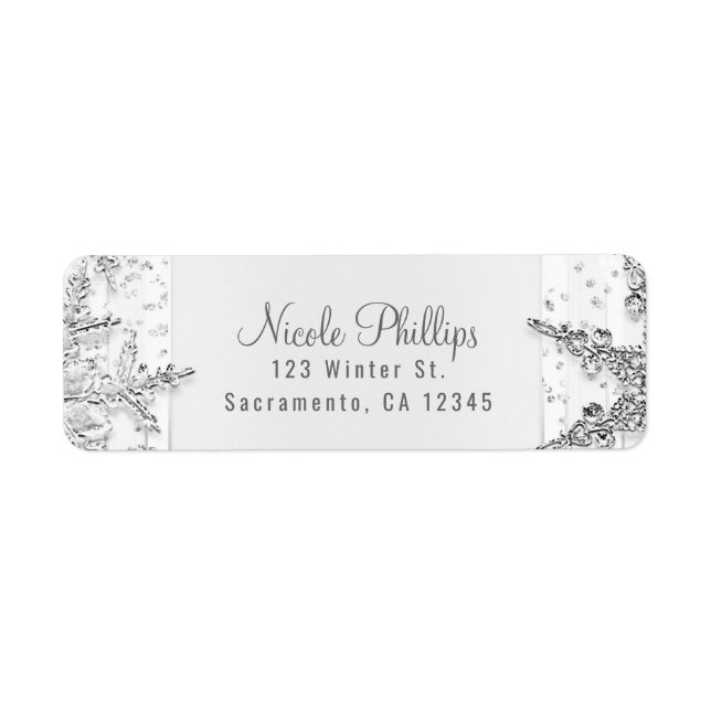 White & Silver Winter Snowflakes Elegant Party (Front)