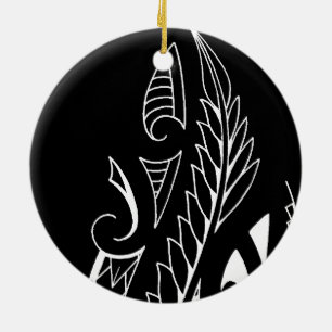 White silverfern New Zealand national symbol art Ceramic Tree Decoration