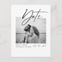 White Simple and Minimal Save the Date Photo
