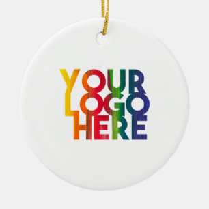 White Simple Business Logo Christmas Festive Ceramic Tree Decoration