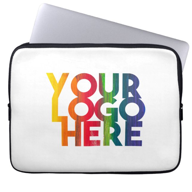 White Simple Business Logo Laptop Sleeve (Front)