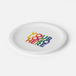 White Simple Business Logo  Paper Plate