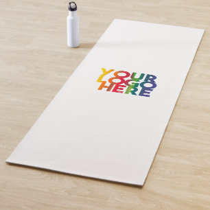 White Simple Business Logo Yoga Mat
