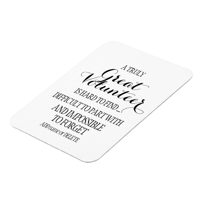 White simple clean volunteer appreciation gift magnet (Left Side)