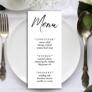 White Simple Elegant Wedding Reception Menu