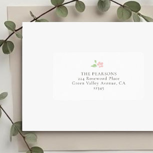 White Simple Floral Wedding Address Label